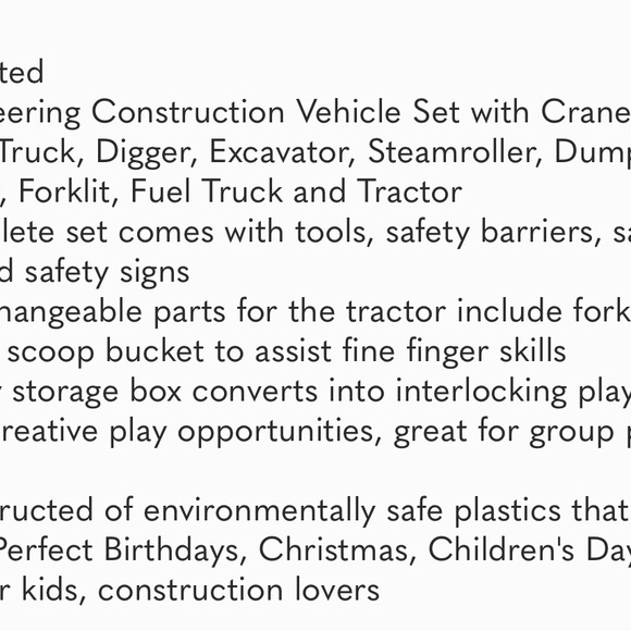 Construction Site Vehicles Toy Set, Kids Engineering Playset, Tractor, Digger - Picture 8 of 8